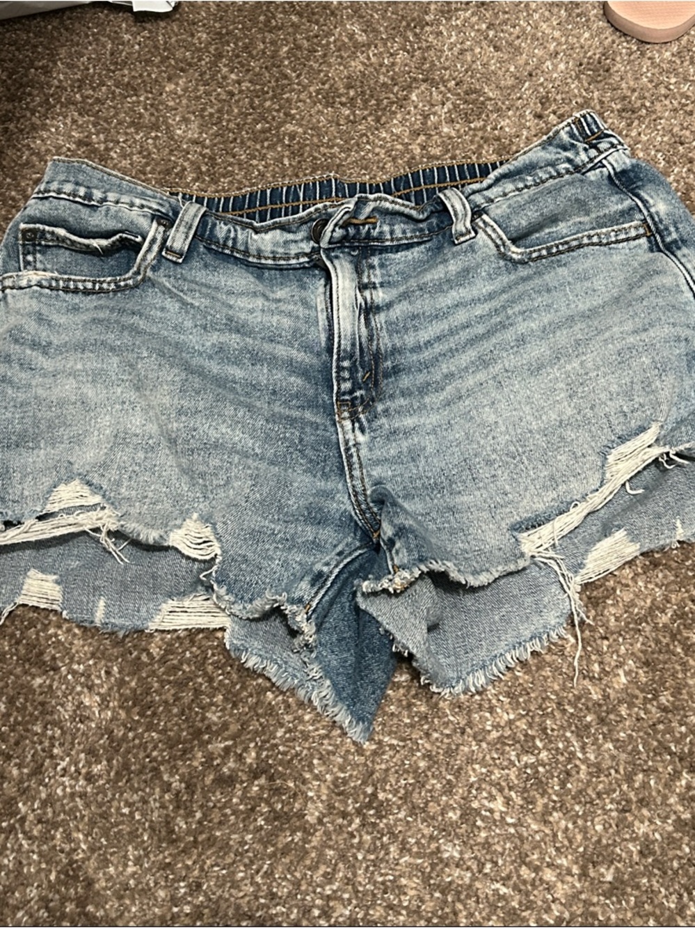 aerie - stretch Light Blue Distressed Denim Cutoff Shorts